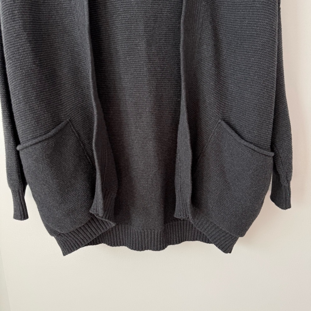 Pact Organic Cotton Hooded Open Front Cardigan with Pockets in Charcoal Gray - Picture 6 of 11
